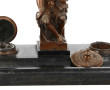 Encrier double porte-plume, bronze et ba