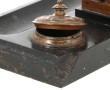 Encrier double porte-plume, bronze et ba