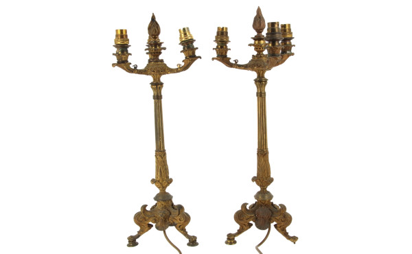 Paire de candélabres en bronze fin XIXe