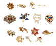 Lot de 15 broches fantaisie
