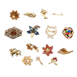 Lot de 15 broches fantaisie