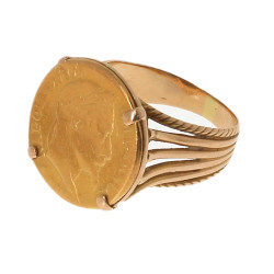 Bague en or montée avec une pièce de 10 