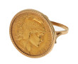 Bague en or montée avec une pièce de 20 