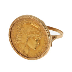 Bague en or montée avec une pièce de 20 