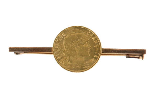 Epingle de cravate 10 fr or poids 5,4 gr