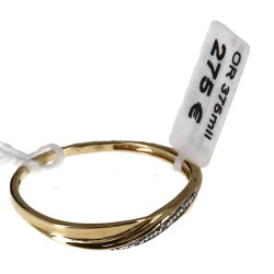 Bague jonc en or jaune 9 carats et 3 pet