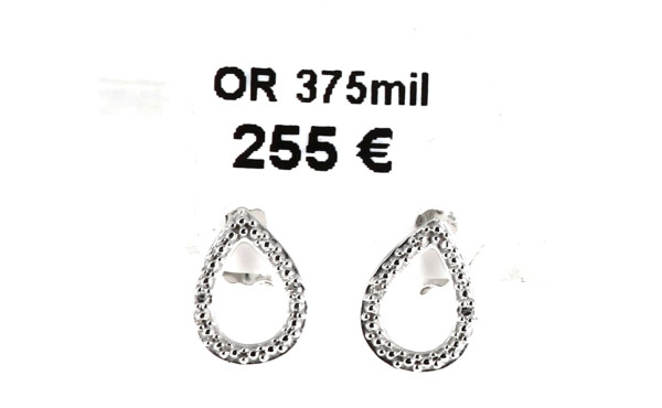 Paire de BO en or gris 9 carats et petit