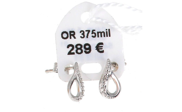 Paire de BO en or gris 9 carats et petit