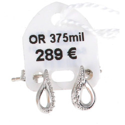 Paire de BO en or gris 9 carats et petit