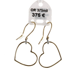 Paire de BO cœurs en or jaune 9 carats e