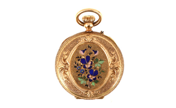 Petite montre de col en or, double fond 