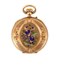 Petite montre de col en or, double fond 