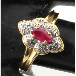 Bague 2 ors 18 cts, poinçon tête d'aigle