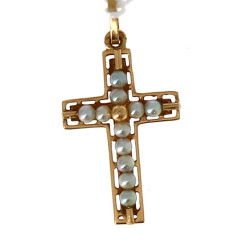 Pendentif croix en or jaune 18 cts, poin