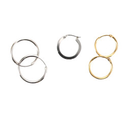 Paire de petites créoles en or gris 9 ct