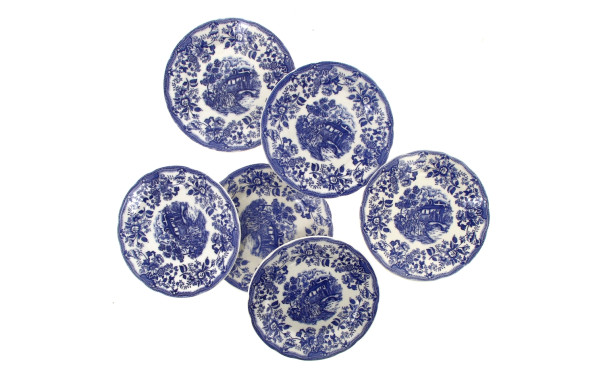 6 assiettes à gâteaux en faïence fine an