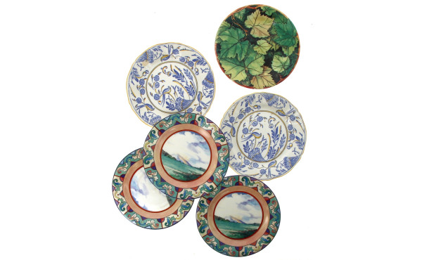 GIEN - 6 assiettes à gâteaux en faïence 