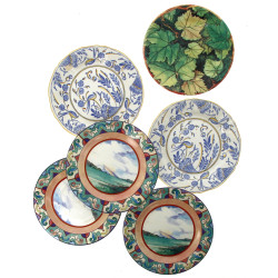 GIEN - 6 assiettes à gâteaux en faïence 