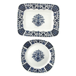 GIEN - Deux plats en faïence décor rouen