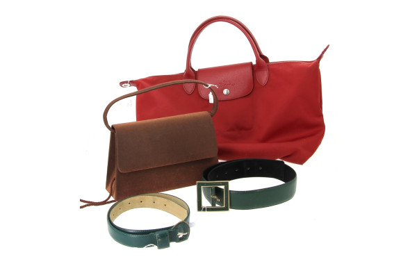 LONGCHAMP - Sac en toile et cuir rouge b