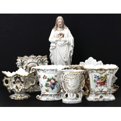 CHRIST au sacré cœur, sujet en porcelain