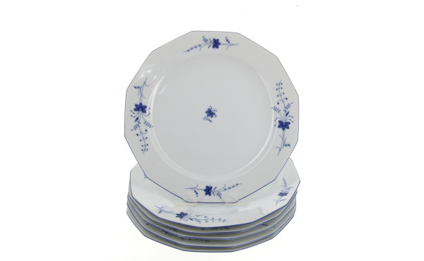 6 assiettes plates à pans coupés en porc