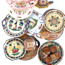 QUIMPER - Lot de pièces en faïence polyc