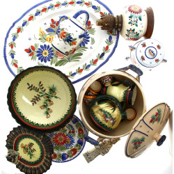 QUIMPER - Lot de pièces en faïence polyc