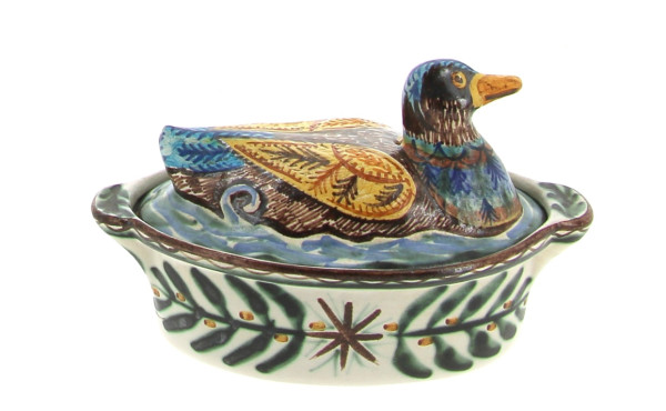 KERALUC - Terrine en grès polychrome à c