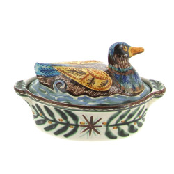 KERALUC - Terrine en grès polychrome à c