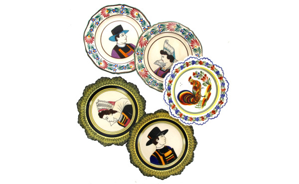 HENRIOT et HB Quimper - 5 assiettes en f
