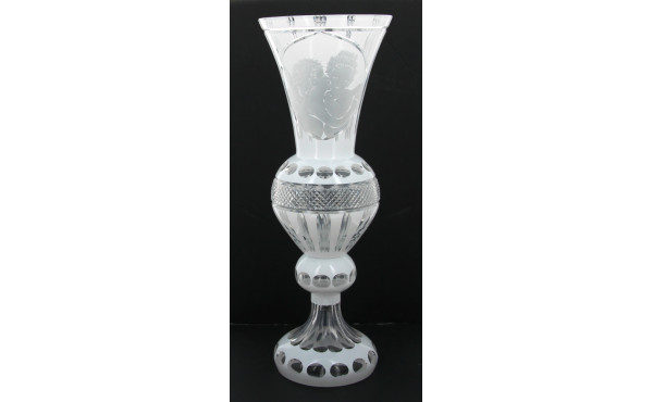 Grand vase en verre transparent et blanc