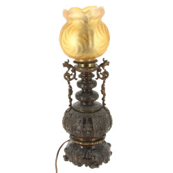 Belle lampe XIXe en bronze à deux patine