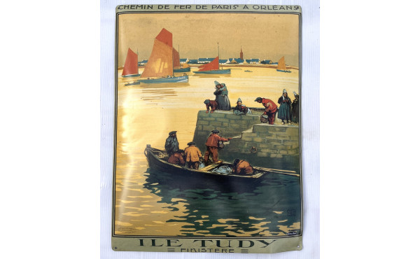 Palque en tole avec reproduction d'une a