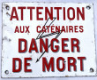 SNCF - Plaque émaillée ancienne "Attenti