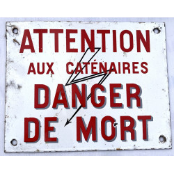 SNCF - Plaque émaillée ancienne "Attenti