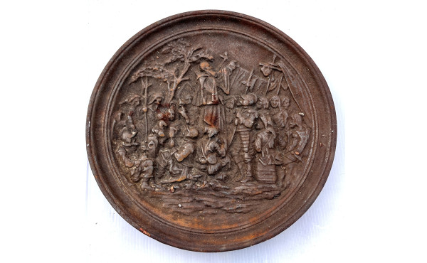 Plaque en fonte moulée fin XIXe reposant