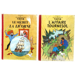 TINTIN - Lot de 2 BD anciennes à dos rou
