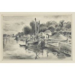 Abel BERTRAM (1871-1954) "Barques, mer c