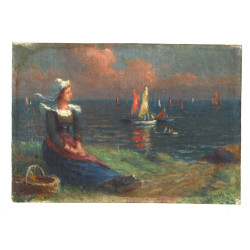 Alfred GUILLOU (1844-1926) "Bretonne dev