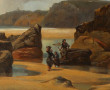 Ecole Française XIXème "Rochers et plage