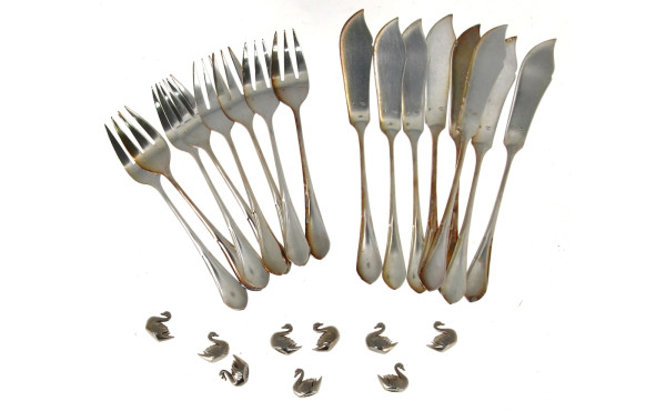 ARGENTAL - Service à poisson en métal ar