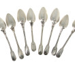 8 petites cuillères mêlées en argent, mo