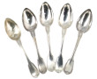 5 cuillères mêlées en argent, modèle à f