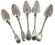 5 cuillères mêlées en argent, modèle à f
