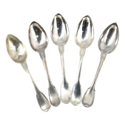 5 cuillères mêlées en argent, modèle à f