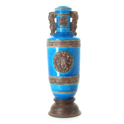 Pied de lampe en céramique turquoise et 