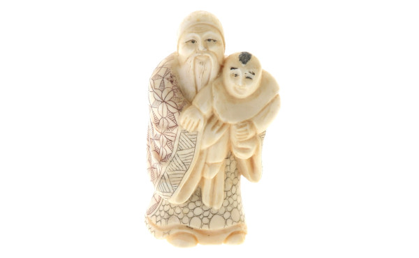 Statuette ou okimono en ivoire d'hippopo