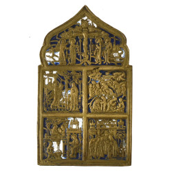 icône de voyage orthodoxe en bronze en p