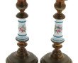 Paire de bougeoirs anciens en laiton et 